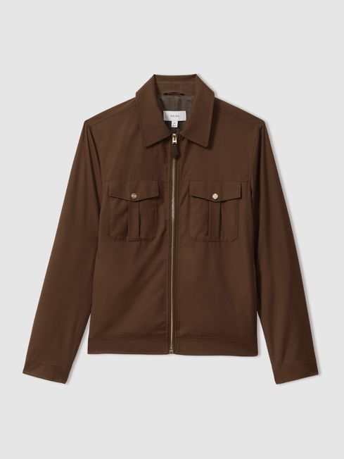 Reiss Tucker Nylon Zip Front Jacket REISS Rest of World