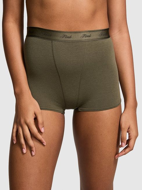 Olive Green Cotton Logo High Waist Short Knickers Victoria s Secret Ireland