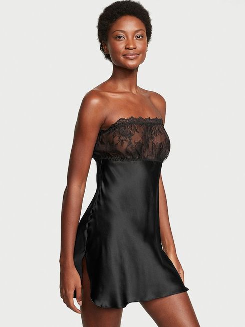 Black strapless slip dress online