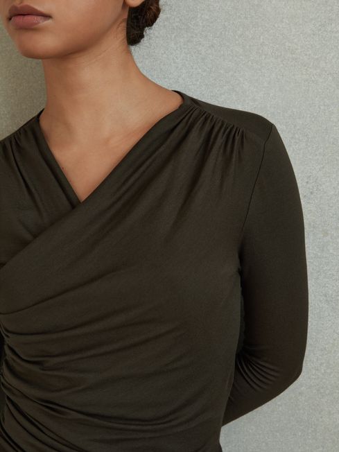 Reiss Lisa Wrap Front Ruched Jersey Mini Dress | REISS USA