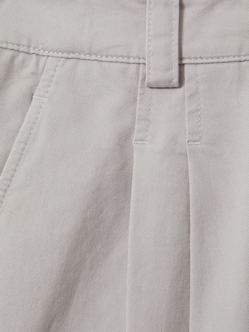 Reiss Grey Astrid Cotton Blend Wide Leg Trousers