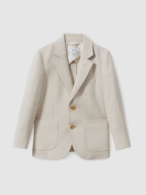 Reiss Stone Aphrodite 3-9 yrs Slub Check Single Breasted Blazer