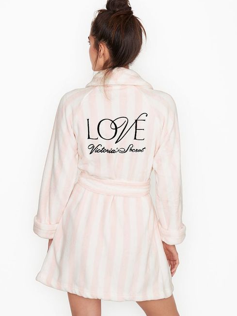 Pink Stripe Cosy Short Robe Victoria s Secret Ireland