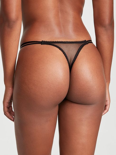 Victoria's Secret Black Constellation Embroidery Thong Lace Knickers