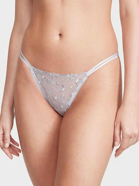 Victoria's Secret Flint Grey Constellation Embroidery Bikini Knickers