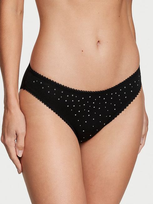 Victoria's Secret Black Scattered Stones Hipster Stretch Cotton Knickers