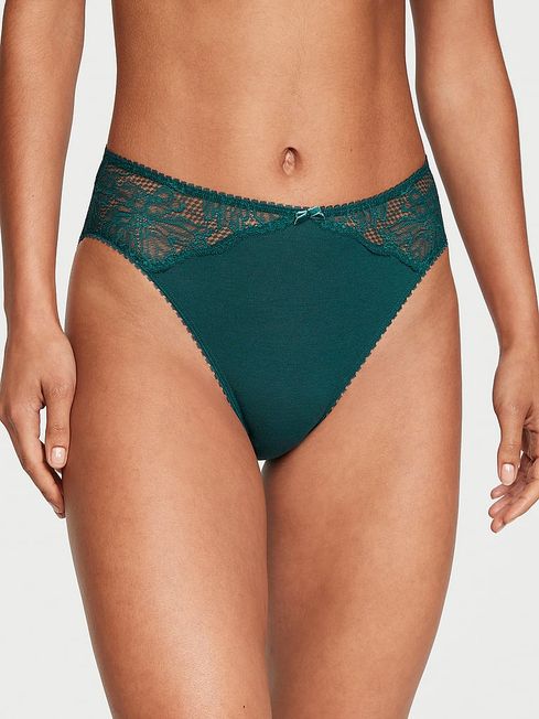 Victoria's Secret Black Ivy Green Smooth Hipster Stretch Cotton Knickers