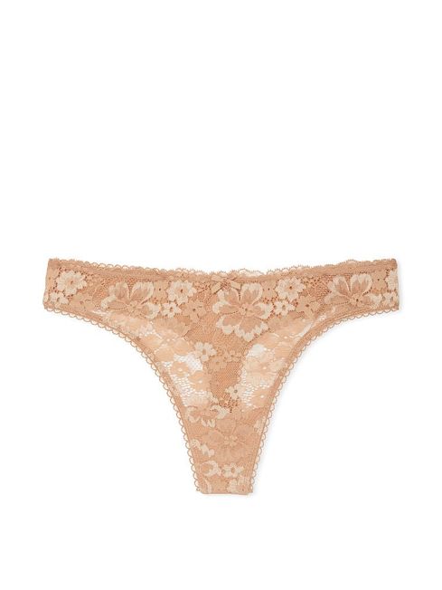 Victoria's Secret Praline Nude Lace Thong Knickers