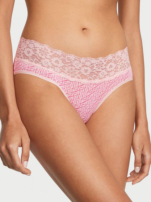 Victoria's Secret Purest Pink Logo Lace Waist Hipster Knickers