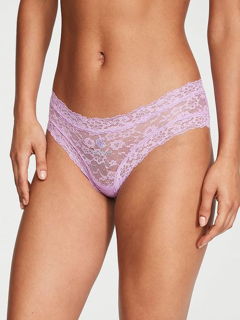 Victoria's Secret Silky Lilac Purple Birthstone Embroidery Cheeky Lace Knickers