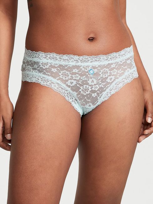 Victoria's Secret Resort Blue Birthstone Embroidery Cheeky Lace Knickers