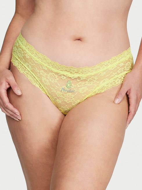 Victoria's Secret Lime Citron Birthstone Embroidery Cheeky Lace Knickers