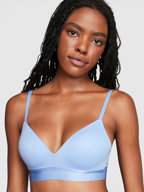Victoria's Secret PINK Harbor Blue Non Wired Lightly Lined Cotton Bra