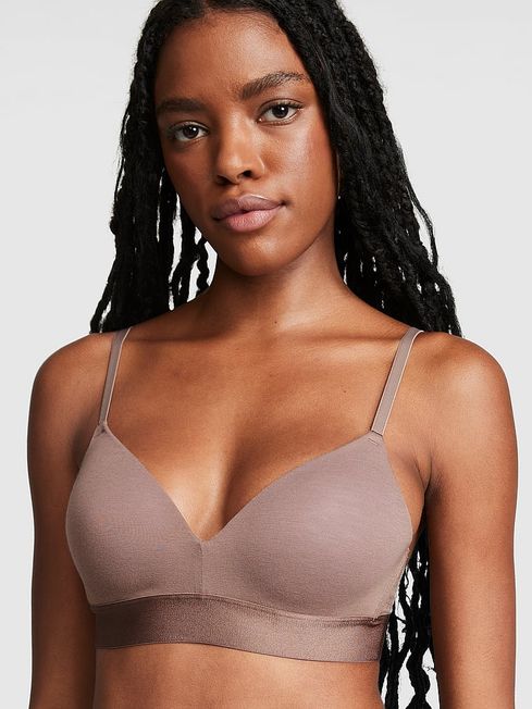 Victoria's Secret PINK Iced Coffee Brown Non Wired Lightly Lined Cotton Bra