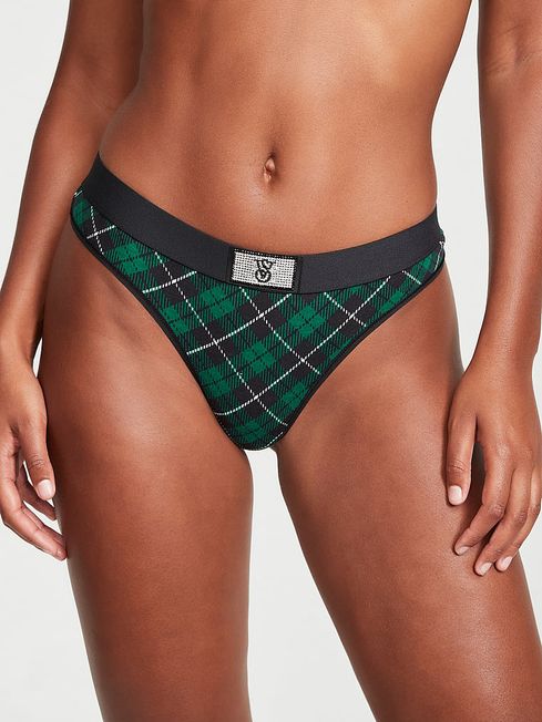 Victoria's Secret Spruce Green Holiday Tartan Thong Knickers