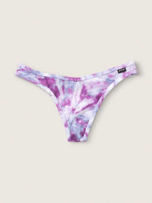 Victoria's Secret PINK Tie Dye Daisy Purple Cotton Thong Knickers
