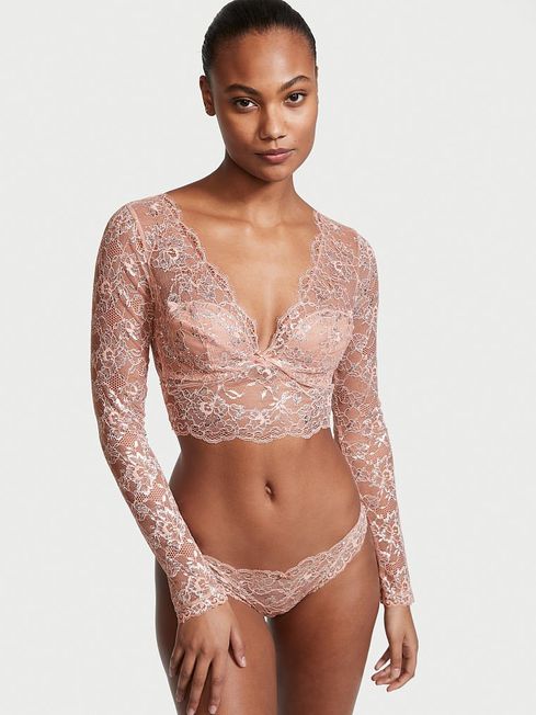 Long sleeve stretch lace top victoria's secret clearance
