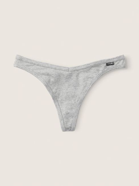 Victoria's Secret PINK Heather Charcoal Grey Thong Cotton Knickers