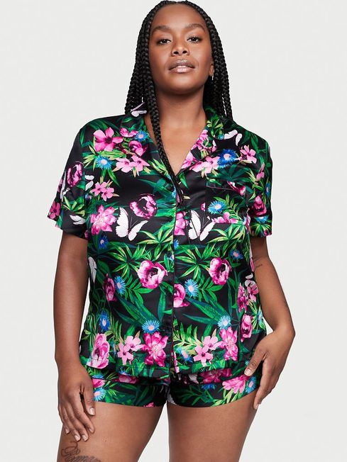 Moody Floral Black Satin Short Pyjamas Victoria s Secret Ireland