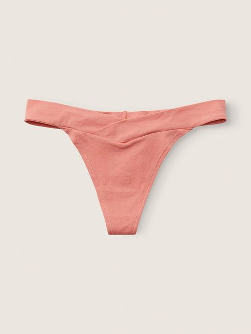 Victoria's Secret PINK French Rose Pink Crossover Cotton Thong Knickers