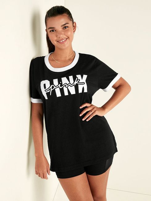 Victoria's Secret PINK Pure Black Short Sleeve T-Shirt