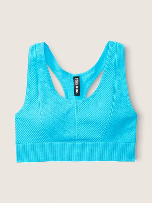 Victoria's Secret PINK Under Water Blue Seamless Lightly Lined Low Impact Racerback Sports Bra