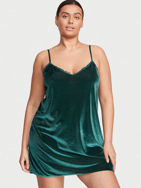 Deepest Green Velvet V Neck Slip Dress Victoria s Secret Ireland