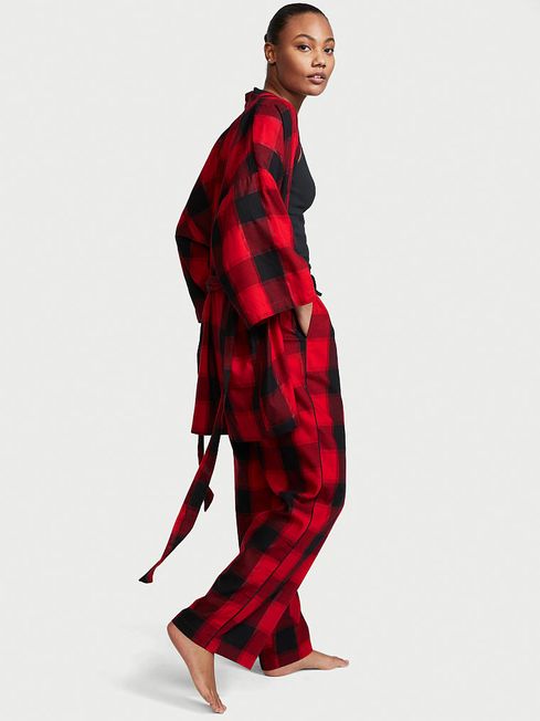 Red Black Plaid Flannel 3 Piece Pyjama Set