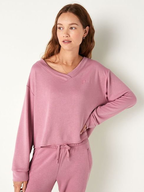 Victoria's Secret PINK Rose Crush Soft French Terry V Neck Sweater