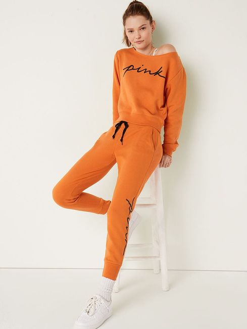 Victoria's Secret PINK Smokey Orange Crop Long Sleeve Sweatshirt