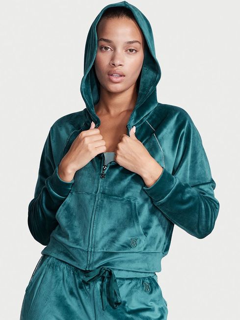 Green velour hoodie deals