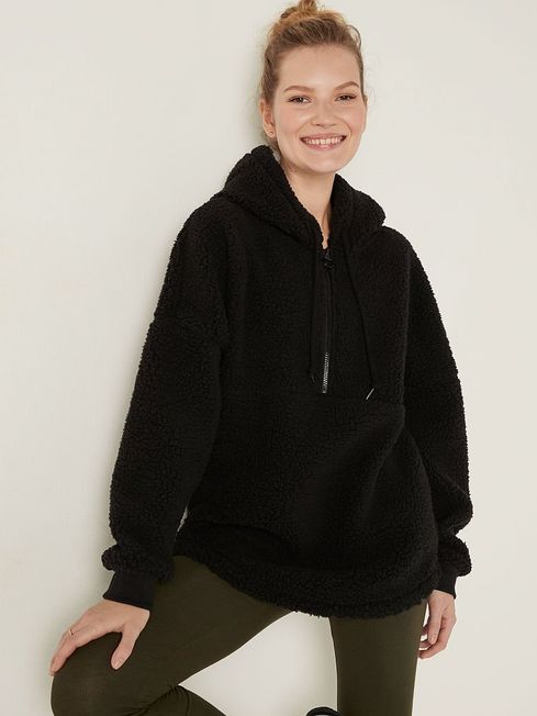Pure Black Varsity Sherpa Half Zip Pullover Victoria s Secret Ireland