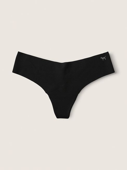 Victoria's Secret PINK Pure Black Thong Smooth No Show Knickers