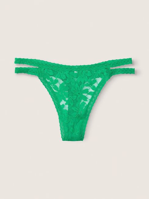 Victoria's Secret PINK Electric Green Strappy Lace Thong Knicker