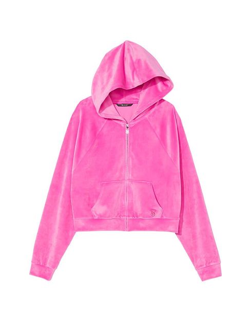 Pink velvet zip up jacket deals