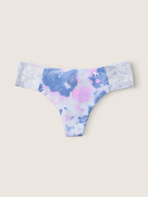 Victoria's Secret PINK Arctic Ice Tie Dye Blue No Show Thong Knickers