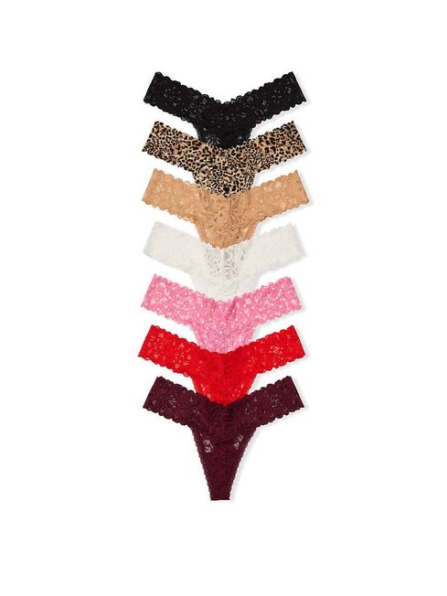 Victoria's Secret Black/Nude/Red/Pink/Leopard Thong Knickers Multipack