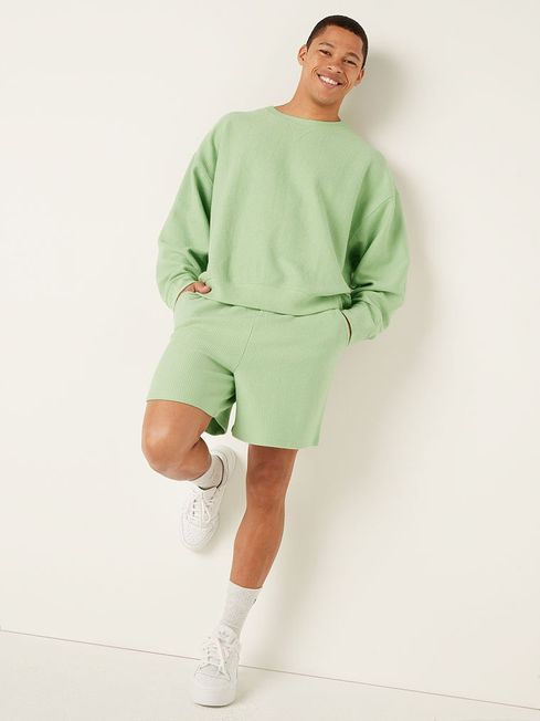 Victoria's Secret PINK Soft Jade Rib Green Long Sleeve Sweatshirt