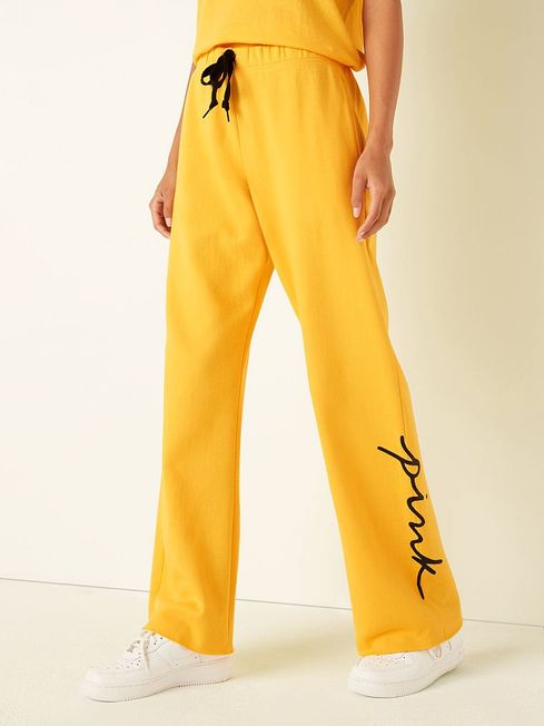 Victoria's Secret PINK Maize Yellow Script Logo Fleece Heritage Sweatpants