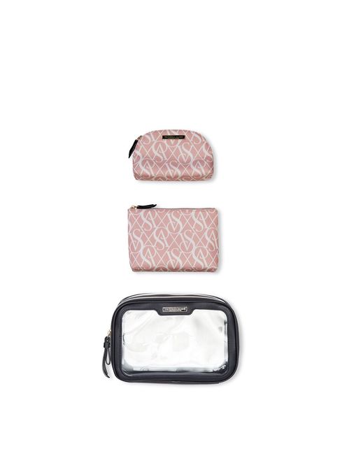 Victoria's Secret Black/Pink Getaway Trio Makeup Bag