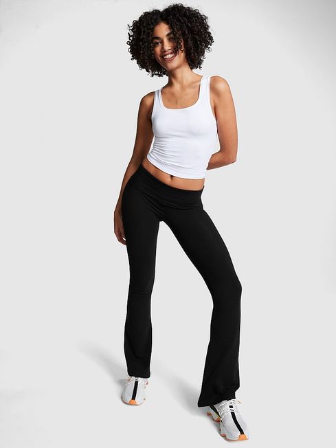 Pure Black Shine Cotton Foldover Flare Legging Victoria s Secret Ireland