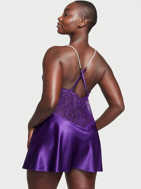 Brilliant Purple Satin Non Wired Slip Dress