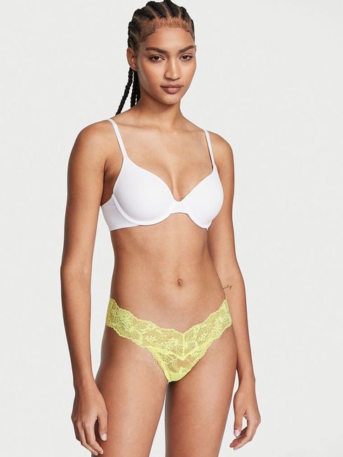 Victoria's Secret Lime Citron Yellow Thong Lace Knickers