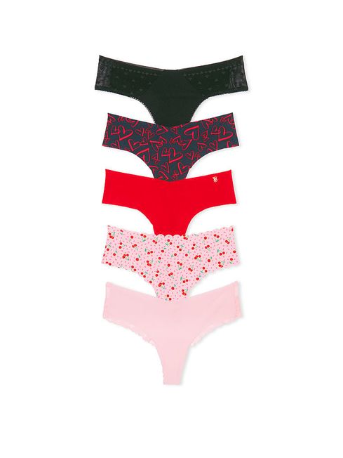 Victoria's Secret Black/Red/Pink Thong Knickers Multipack