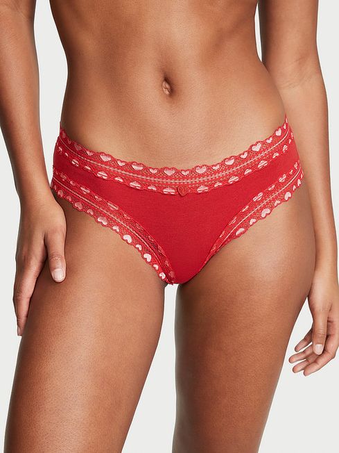 Victoria's Secret Lipstick Red Cheeky Lace Waist Knickers