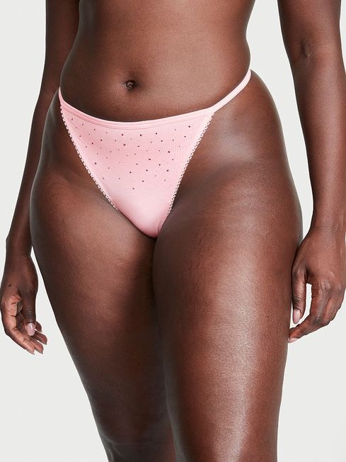 Victoria's Secret Pretty Blossom Pink Scattered Stones G String Knickers