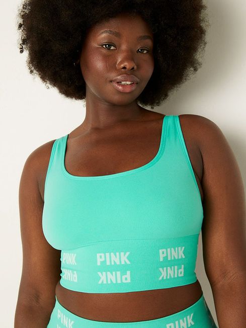 Victoria's Secret PINK Teal Ice Green Seamless Unlined Low Impact Bra