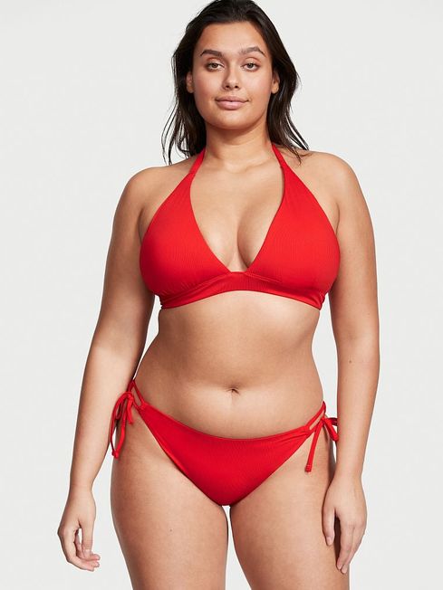 Victoria's Secret Flame Rib Red Halter Swim Bikini Top