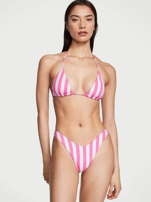 Pink Cabana Stripe Triangle Swim Bikini Top