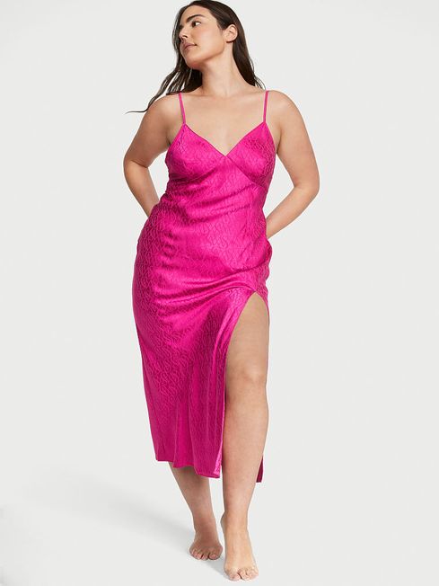 Victoria's Secret Fuchsia Frenzy Pink Lace Icon Slip Dress